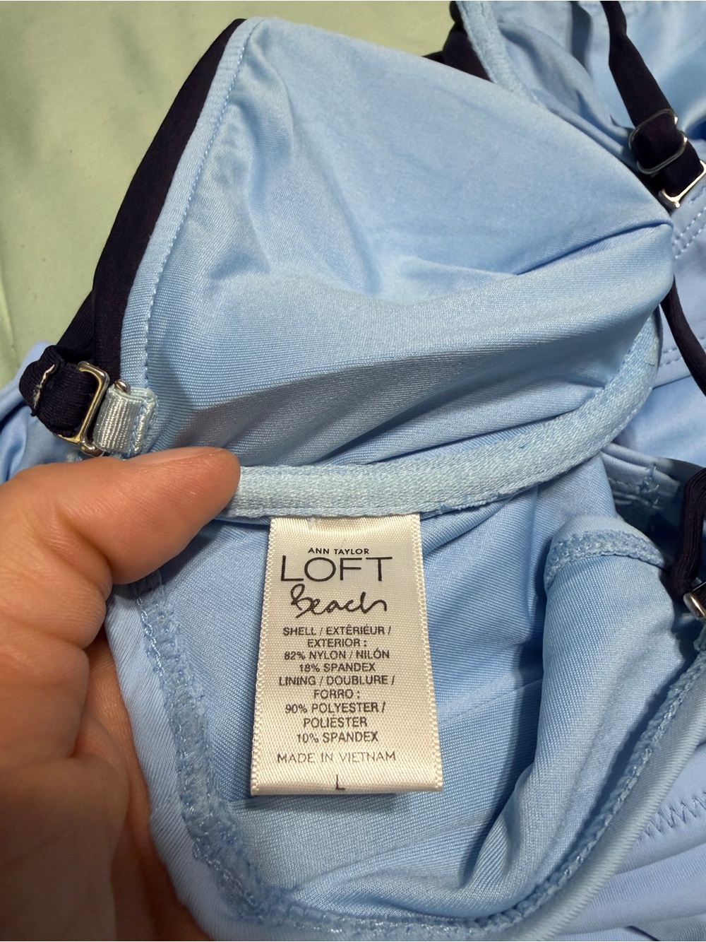 LOFT Light Blue Bandeau Bikini Set with Dark Navy Straps - Picture 2 of 3